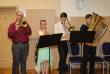 Žesťové kvarteto na nástup absolventů hraje studentskou hymnu "Gaudeamus igitur"